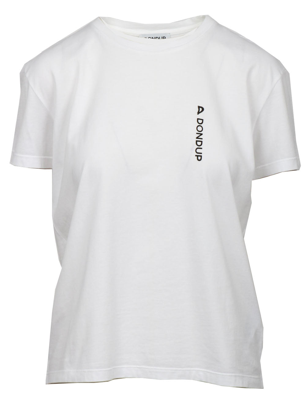 DONDUP T-Shirt Girocollo in Cotone Bianca con Logo Bianco