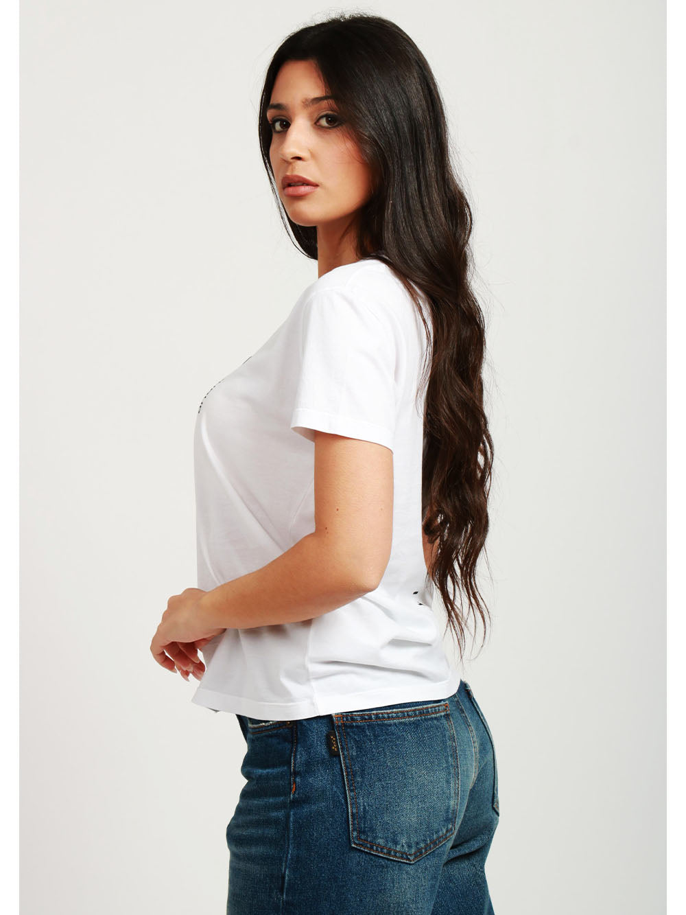 DONDUP T-Shirt Girocollo in Cotone Bianca con Logo Bianco