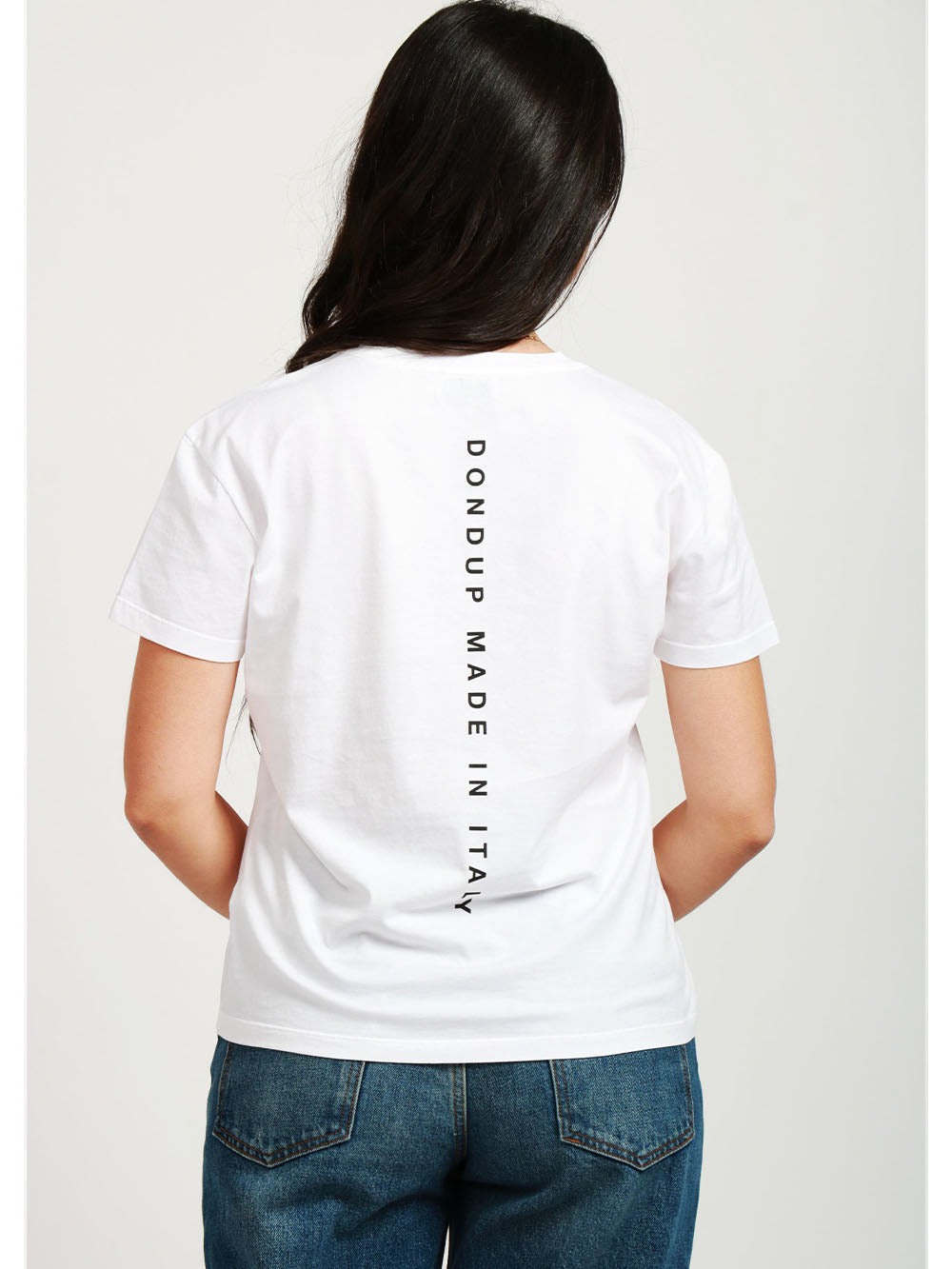DONDUP T-Shirt Girocollo in Cotone Bianca con Logo Bianco
