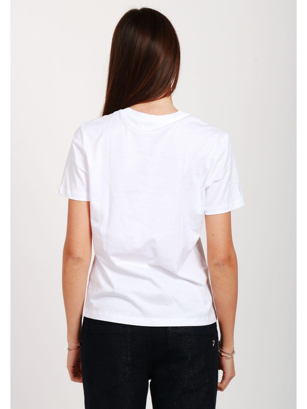 T-Shirt Girocollo in Cotone Bianca con Logo