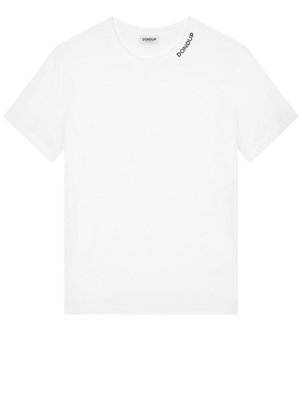 T-Shirt Girocollo in Cotone Bianca con Logo