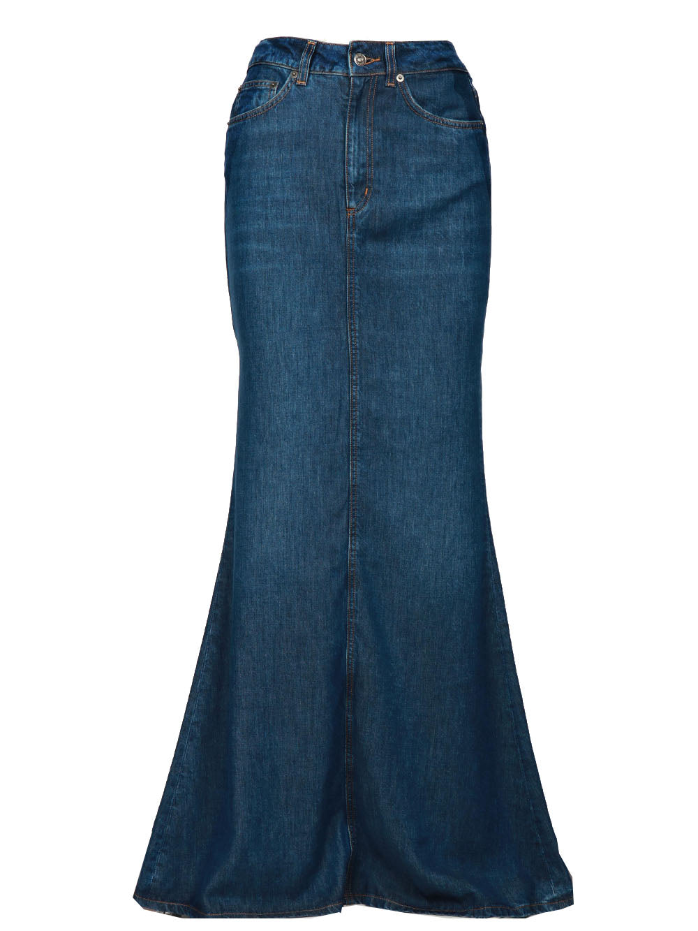 DONDUP Gonna Lunga in Denim Lyocell Blu con Spacco Denim