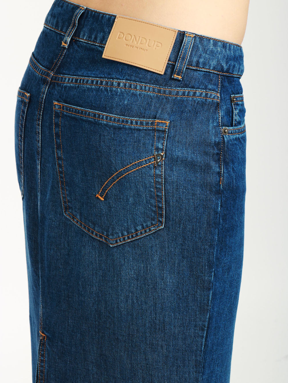 DONDUP Gonna Lunga in Denim Lyocell Blu con Spacco Denim
