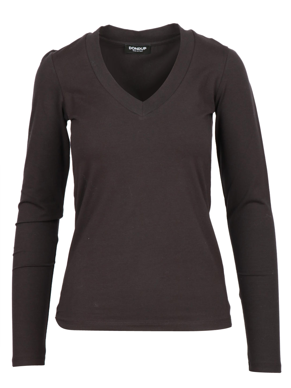 DONDUP T-Shirt in Cotone Nera con Manica Lunga Nero