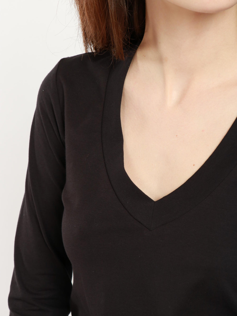 DONDUP T-Shirt in Cotone Nera con Manica Lunga Nero