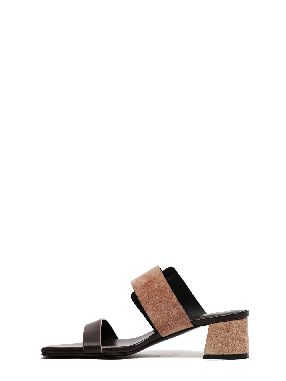 DONNARI' Sandali in Pelle e Suede Marrone e Tortora con Tacco Quadrato Taupe
