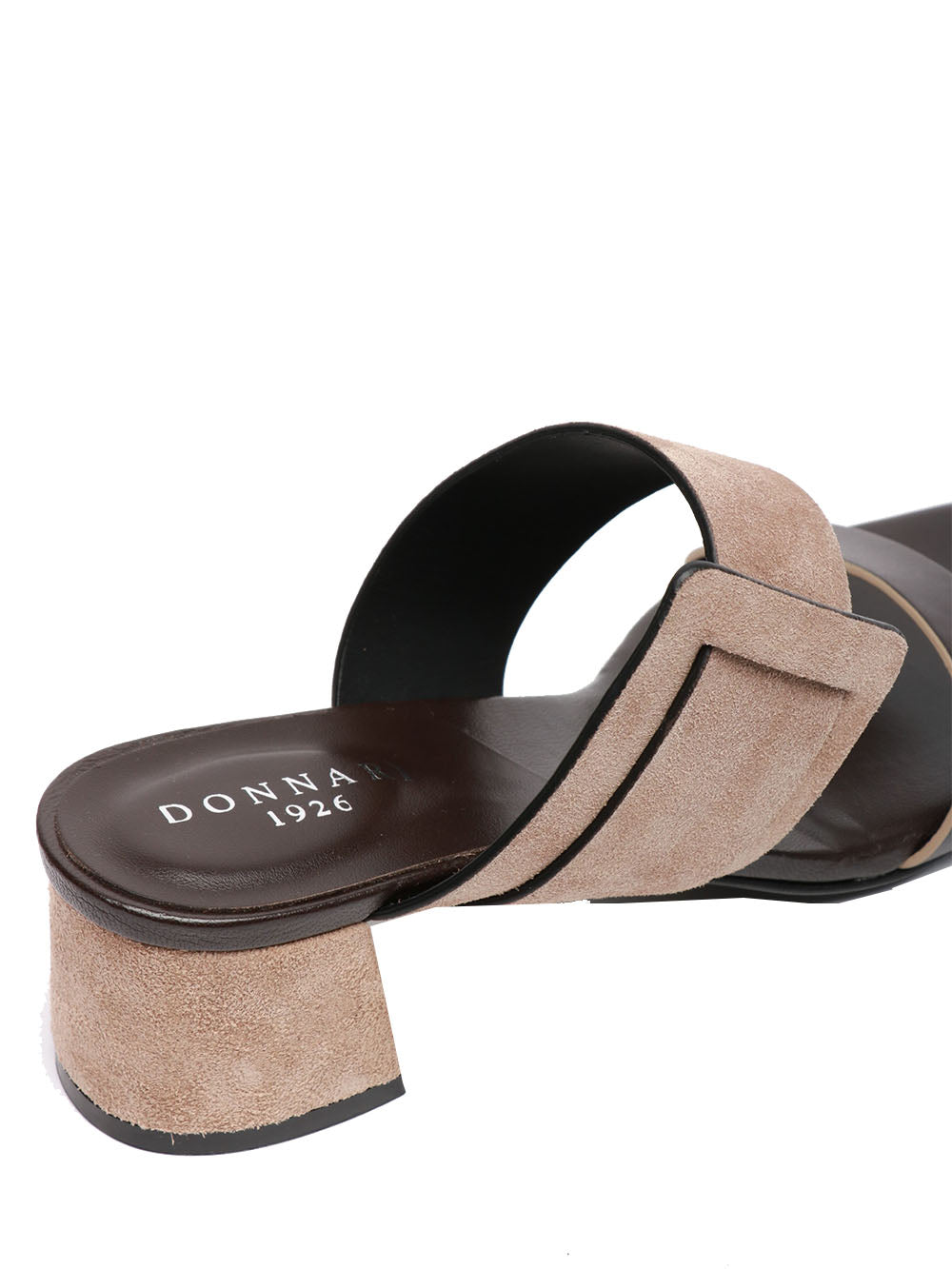 DONNARI' Sandali in Pelle e Suede Marrone e Tortora con Tacco Quadrato Taupe
