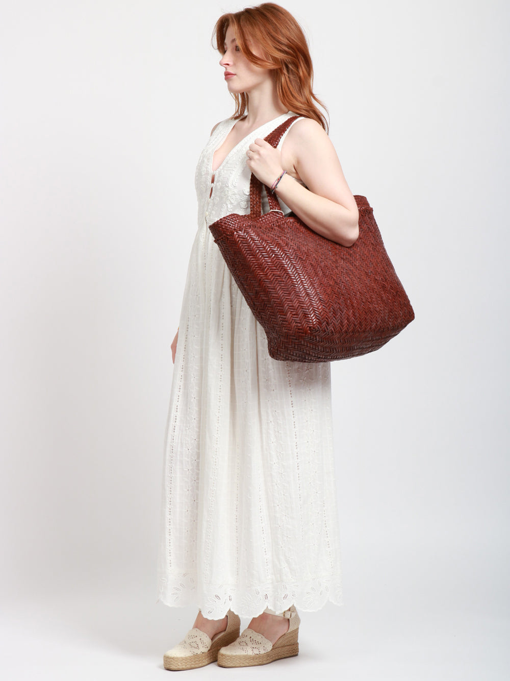 DRAGON DIFFUSION Borsa a Spalla Triple Jump Wave Maxi in Pelle Color Bruciato Bruciato