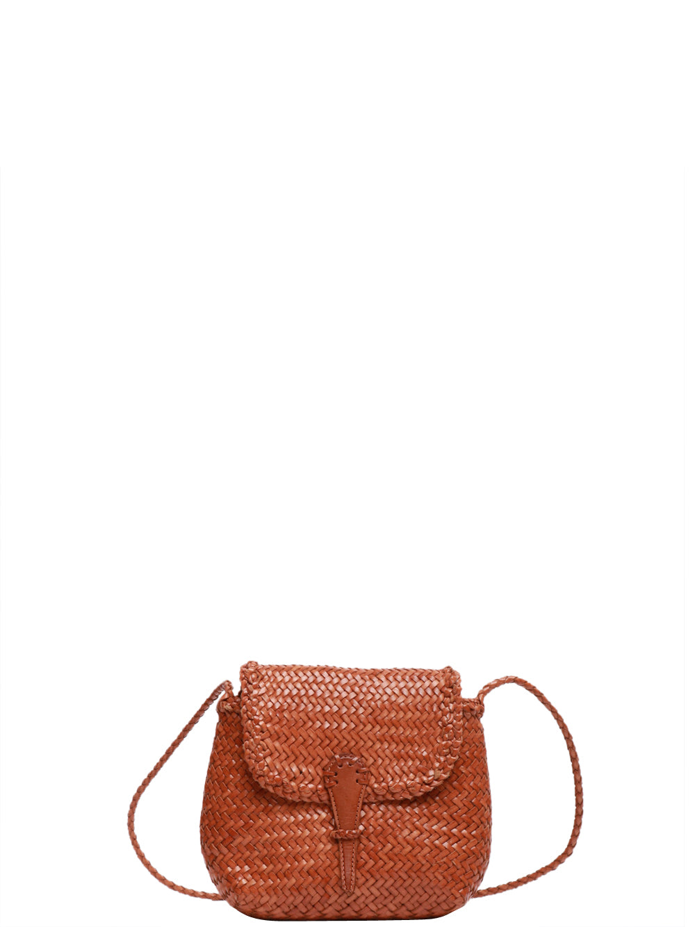 DRAGON DIFFUSION Borsa Tracolla Mini City con Patta Cuoio Cuoio