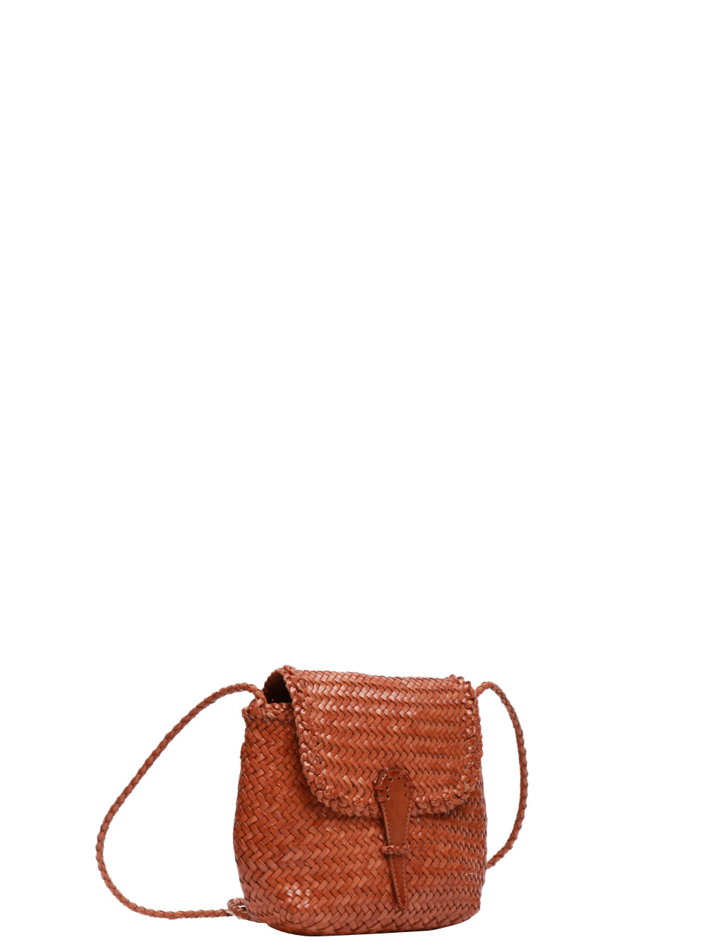 DRAGON DIFFUSION Borsa Tracolla Mini City con Patta Cuoio Cuoio