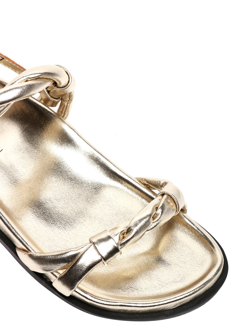 ELENA IACHI SANDALI BASSI IN PELLE ORO LAMINATI Platino