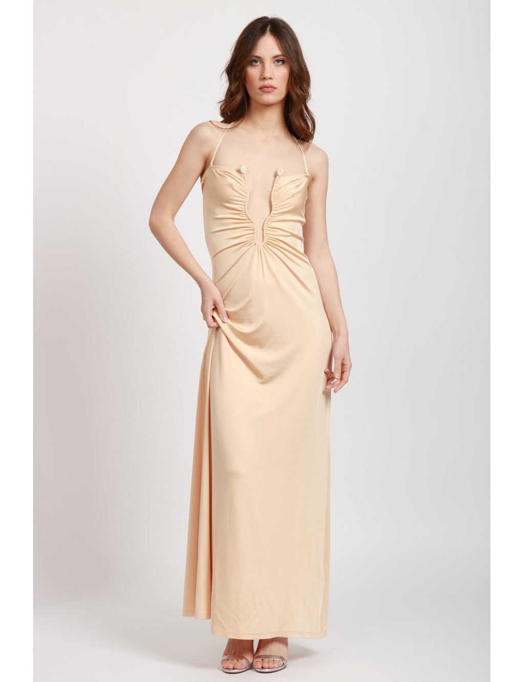 ERIKA CAVALLINI VESTITO ARIELA A FASCIA CREMA IN JERSEY Crema
