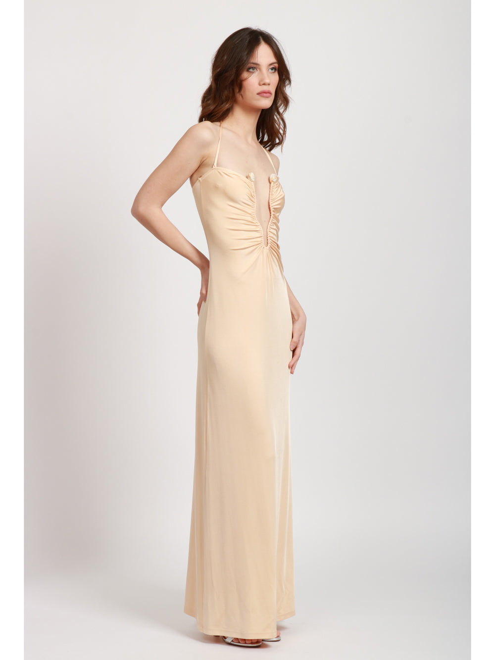 ERIKA CAVALLINI VESTITO ARIELA A FASCIA CREMA IN JERSEY Crema