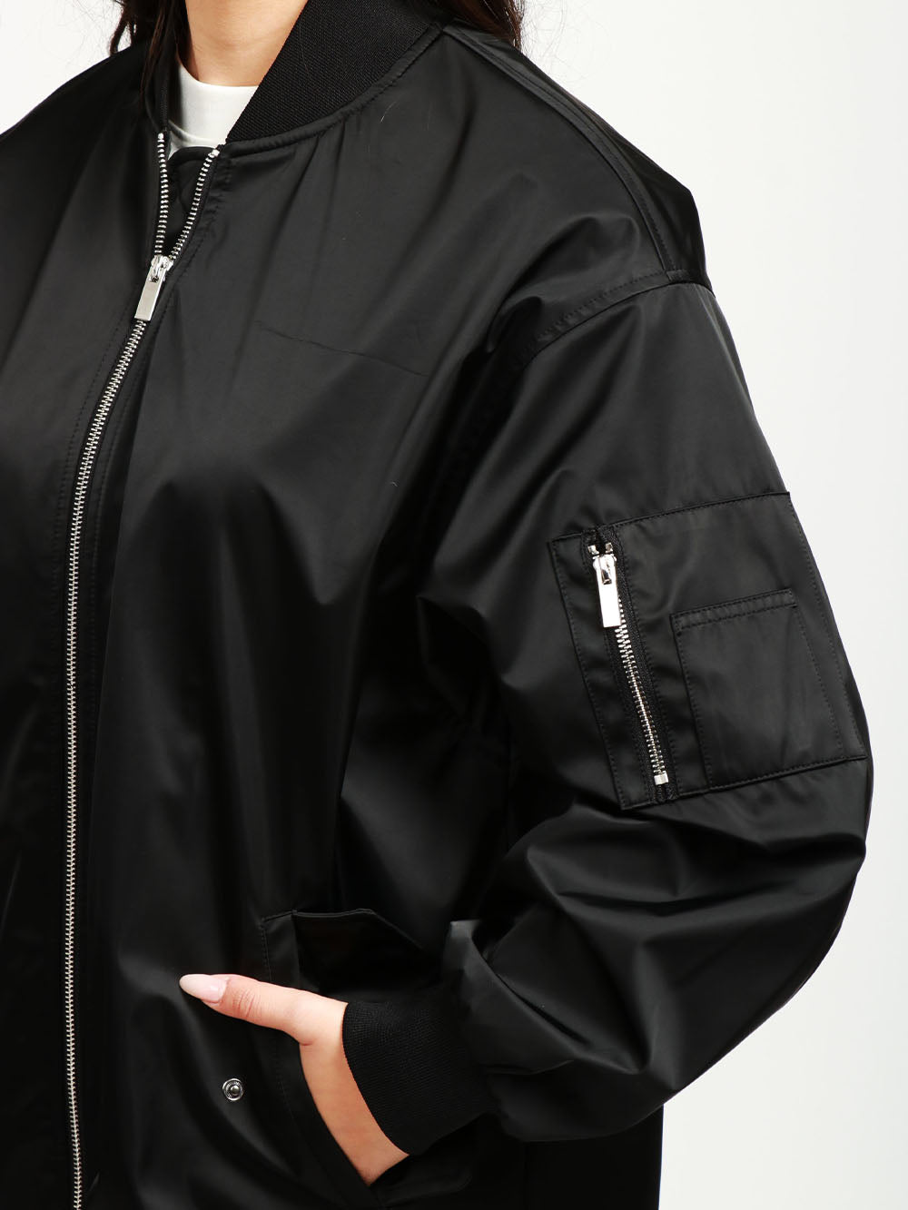 ERIKA CAVALLINI Bomber Audry Lungo Nero con Scritta About a Boy Nero
