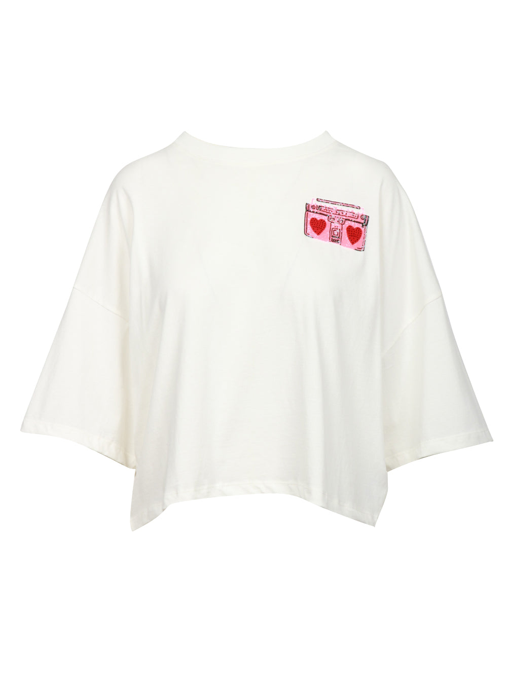 ESSENTIEL ANTWERP MAGLIA HADIO CROP IN COTONE CON DETTAGLIO PERLINE BIANCA Bianco