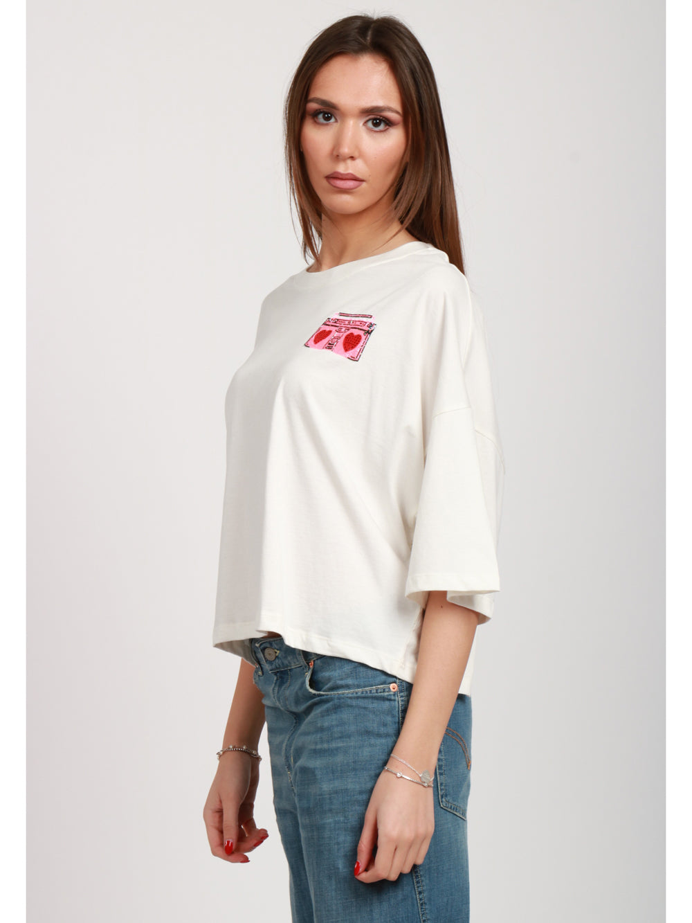 ESSENTIEL ANTWERP MAGLIA HADIO CROP IN COTONE CON DETTAGLIO PERLINE BIANCA Bianco