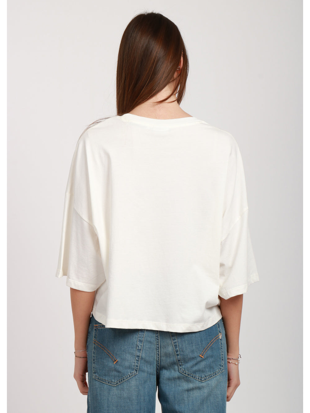 ESSENTIEL ANTWERP MAGLIA HADIO CROP IN COTONE CON DETTAGLIO PERLINE BIANCA Bianco