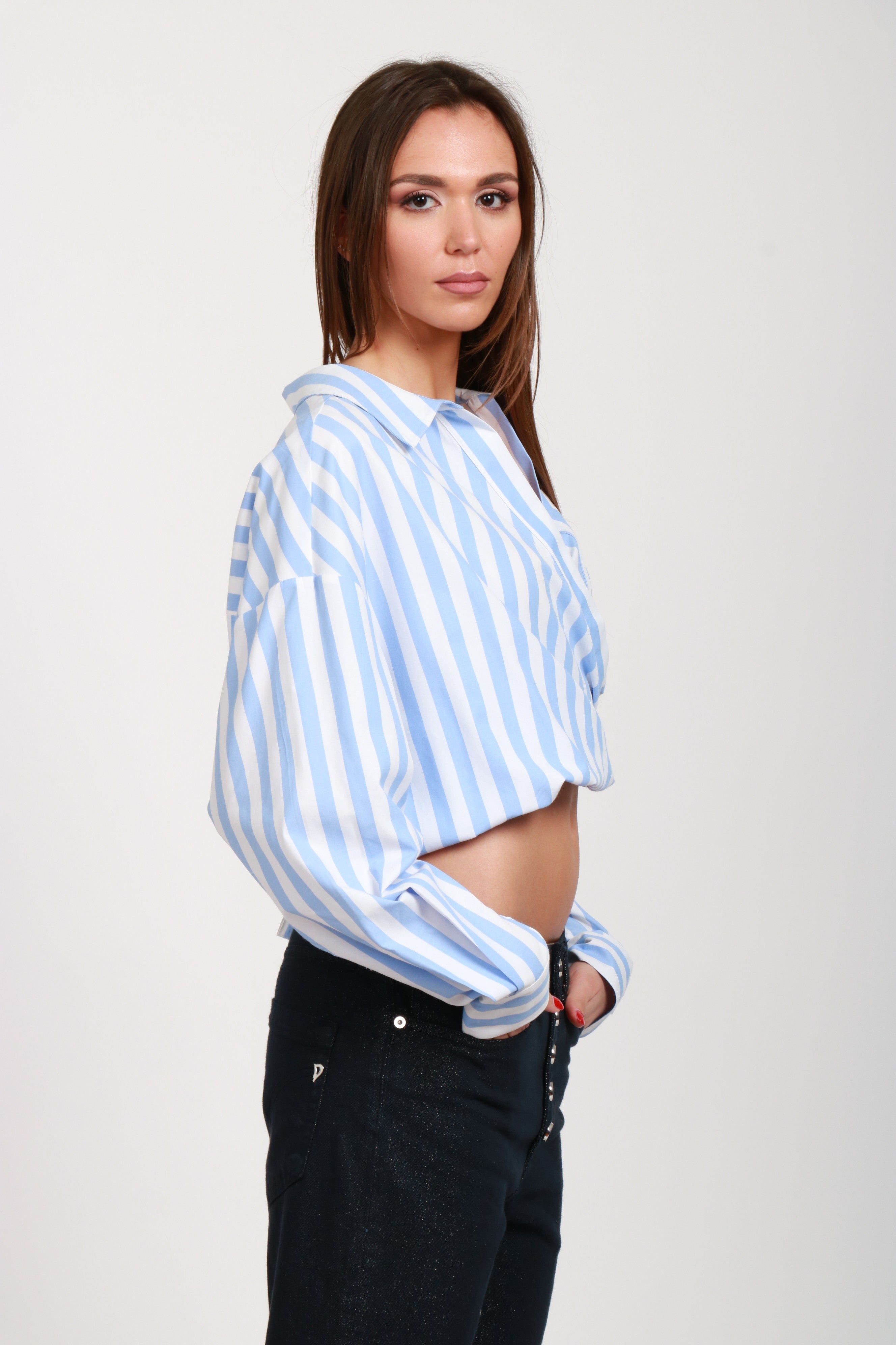 Hare1 Cache Coeur Shirt Striped Light Blue and White