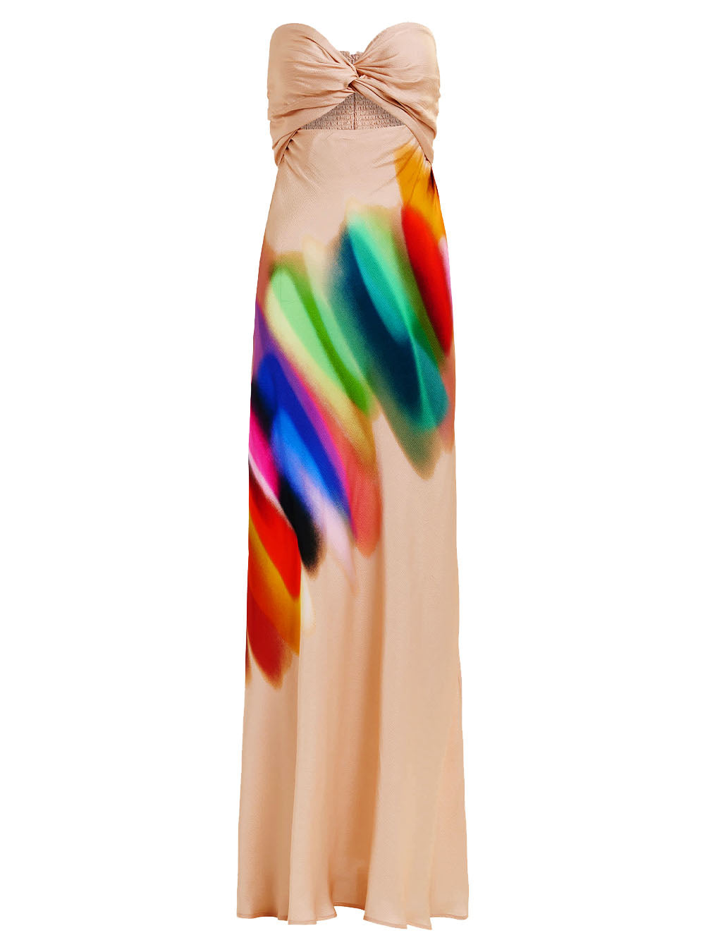 Hebbles Bandeau Dress in Blush with Tye Dye Print