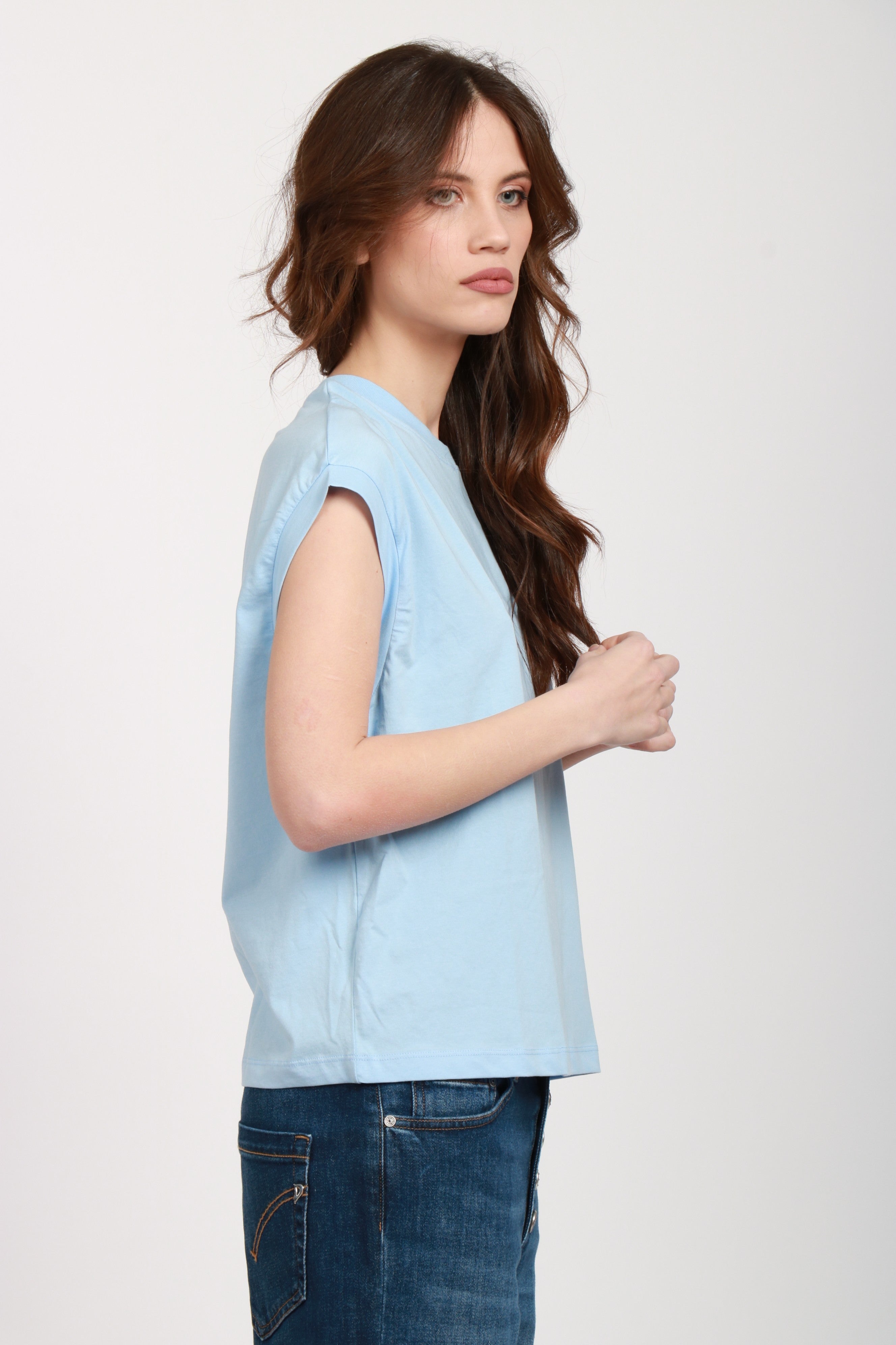 Hobster Crewneck Cotton T-Shirt Light Blue with Lobster