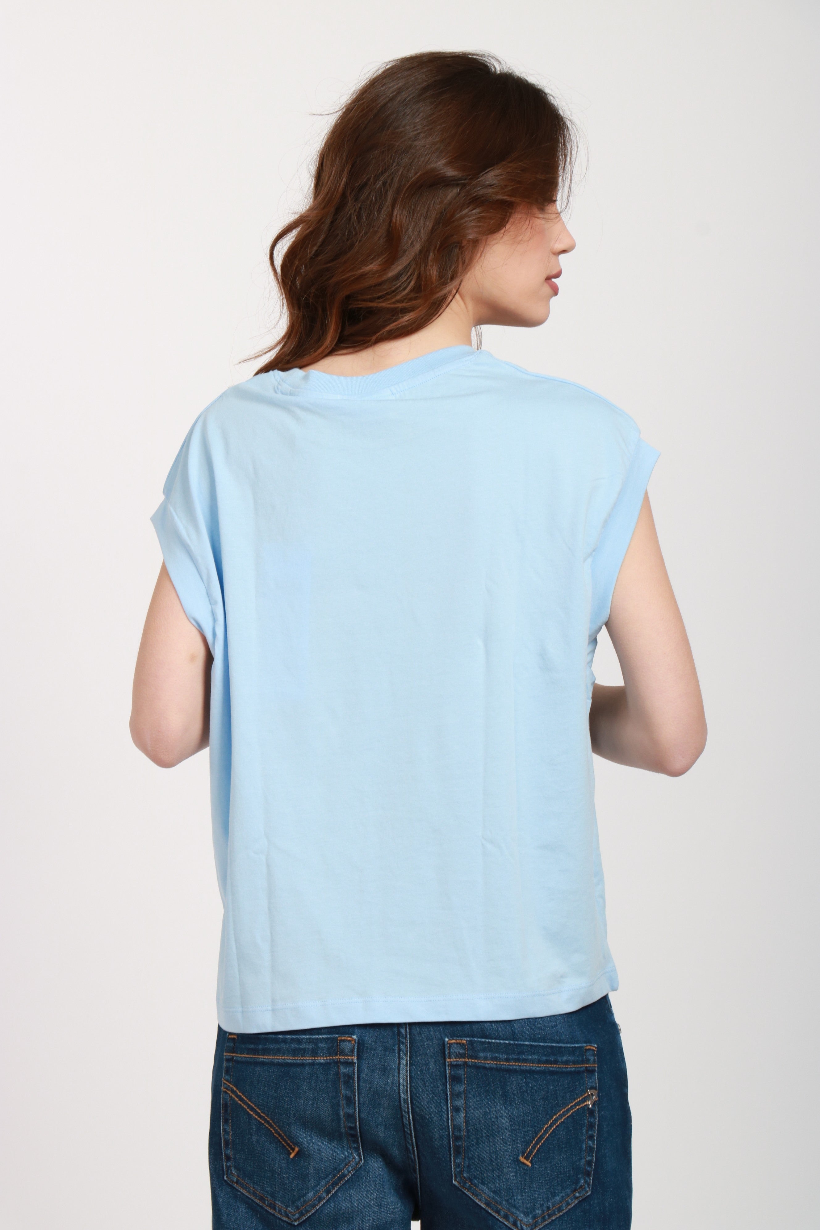 Hobster Crewneck Cotton T-Shirt Light Blue with Lobster