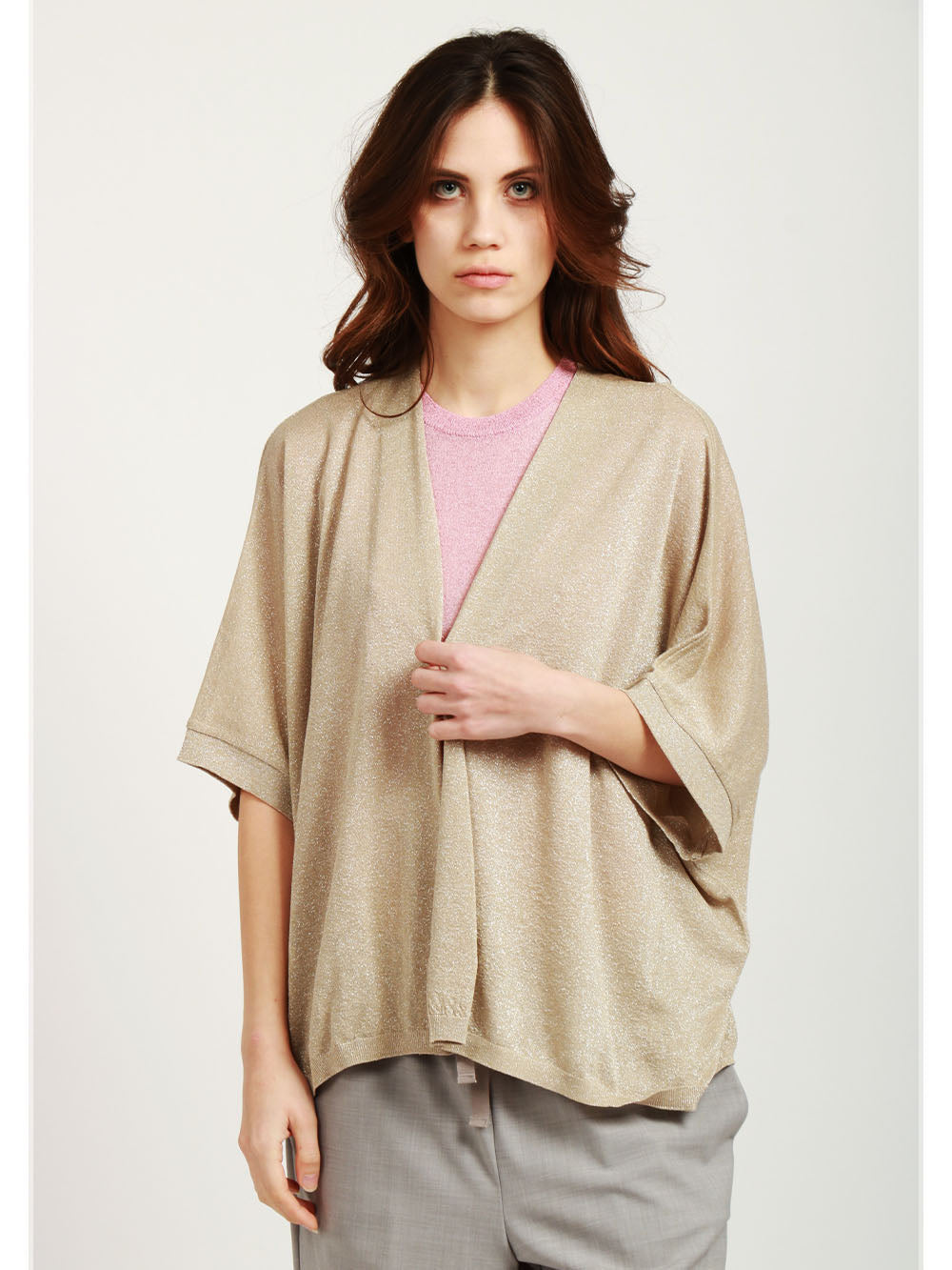 FLOOR Cardigan in Maglia Oro con Lurex Oro