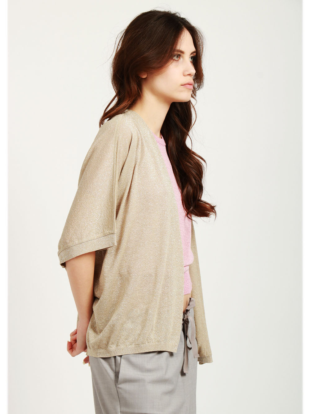 FLOOR Cardigan in Maglia Oro con Lurex Oro