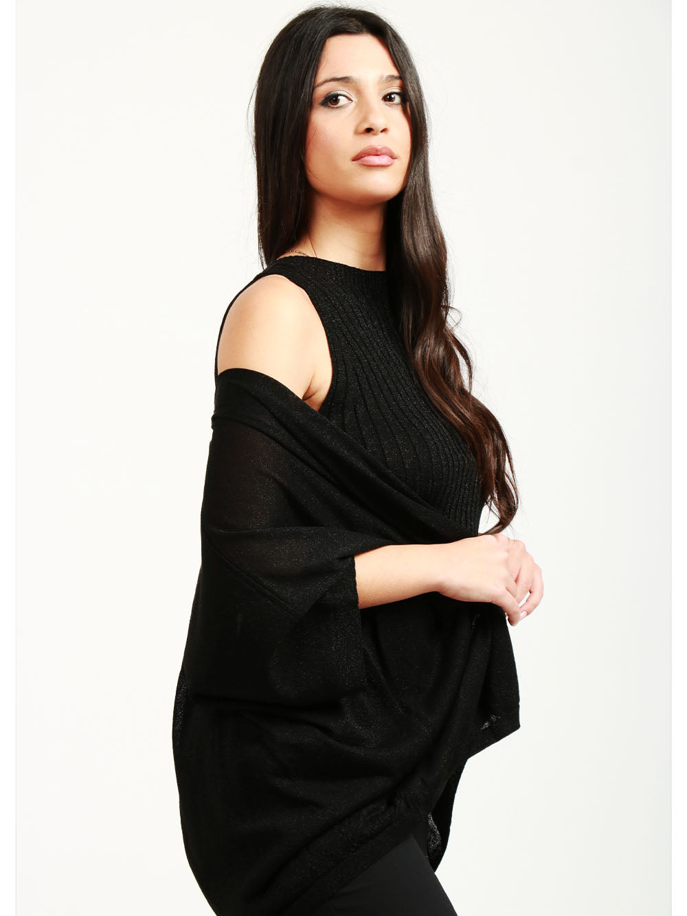 FLOOR Cardigan in Maglia Nero con Lurex Nero