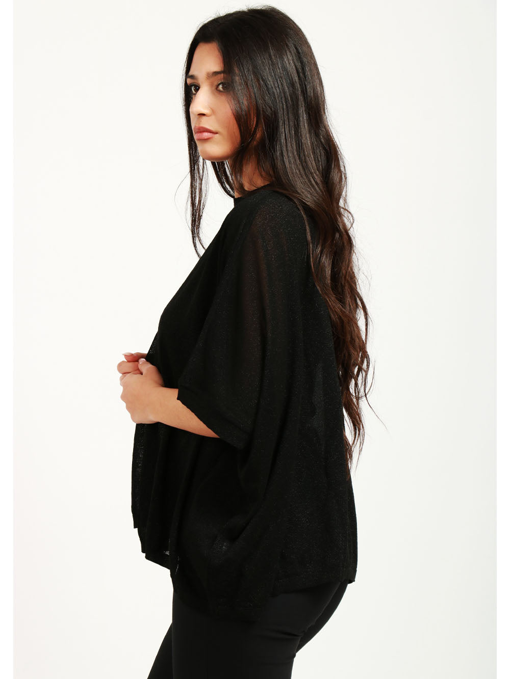FLOOR Cardigan in Maglia Nero con Lurex Nero