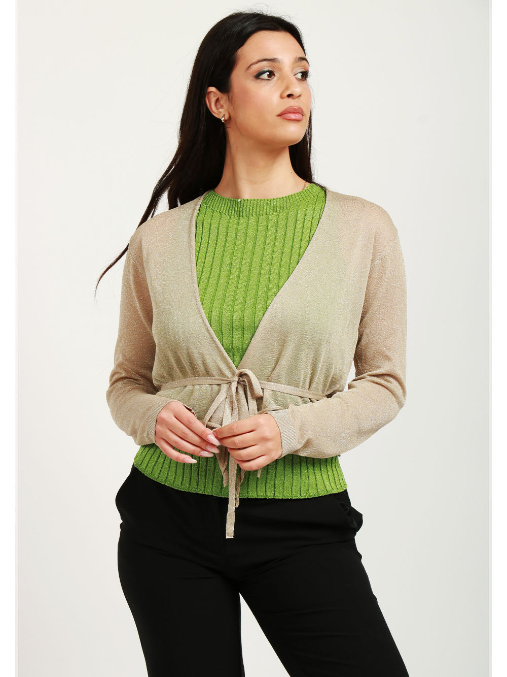 FLOOR Cardigan Cache Coeur Oro con Lurex Oro
