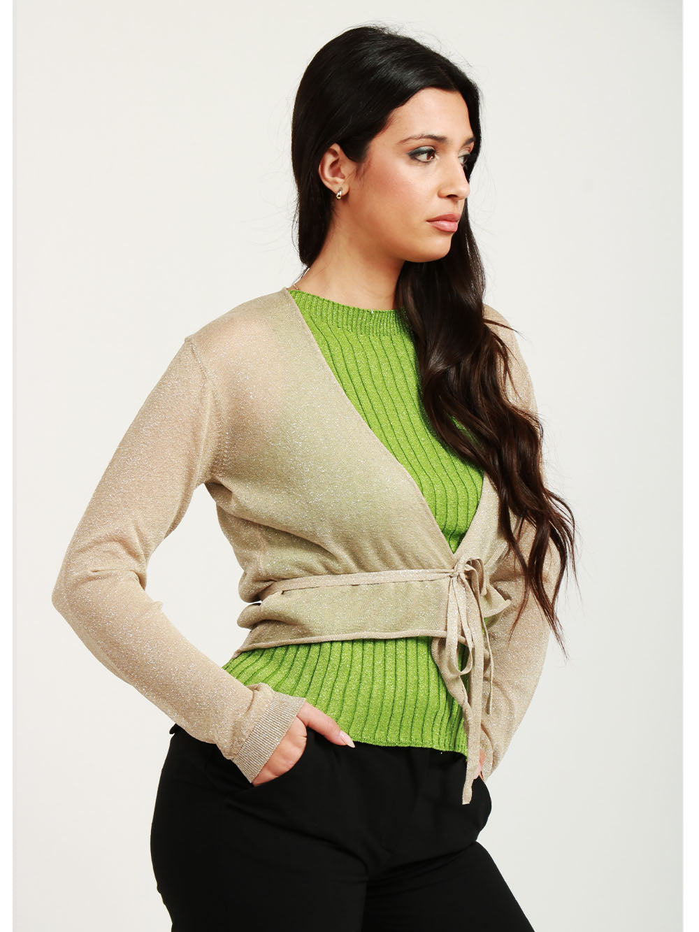 FLOOR Cardigan Cache Coeur Oro con Lurex Oro