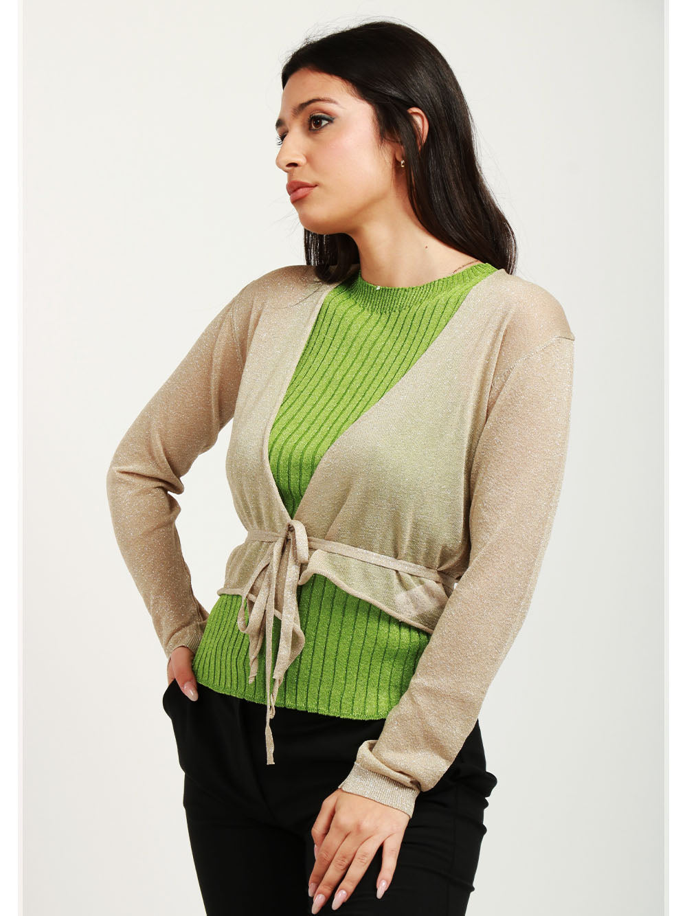 FLOOR Cardigan Cache Coeur Oro con Lurex Oro