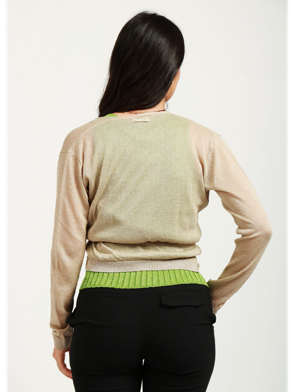 FLOOR Cardigan Cache Coeur Oro con Lurex Oro
