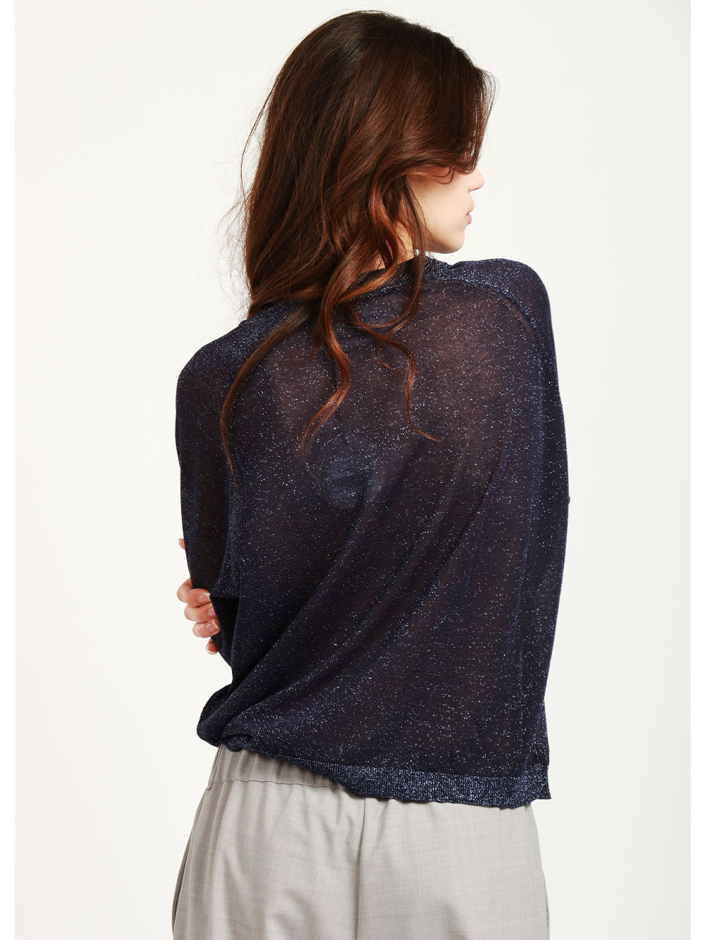 FLOOR Maglia Girocollo Blu Notte con Lurex Blu notte