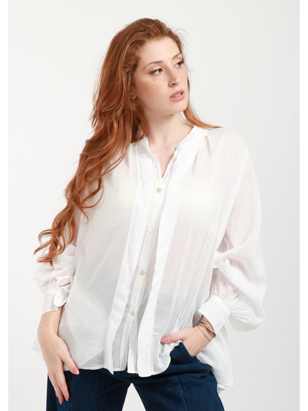 FORTE FORTE Camicia in Voile di Seta e Cotone Bianca Bianco