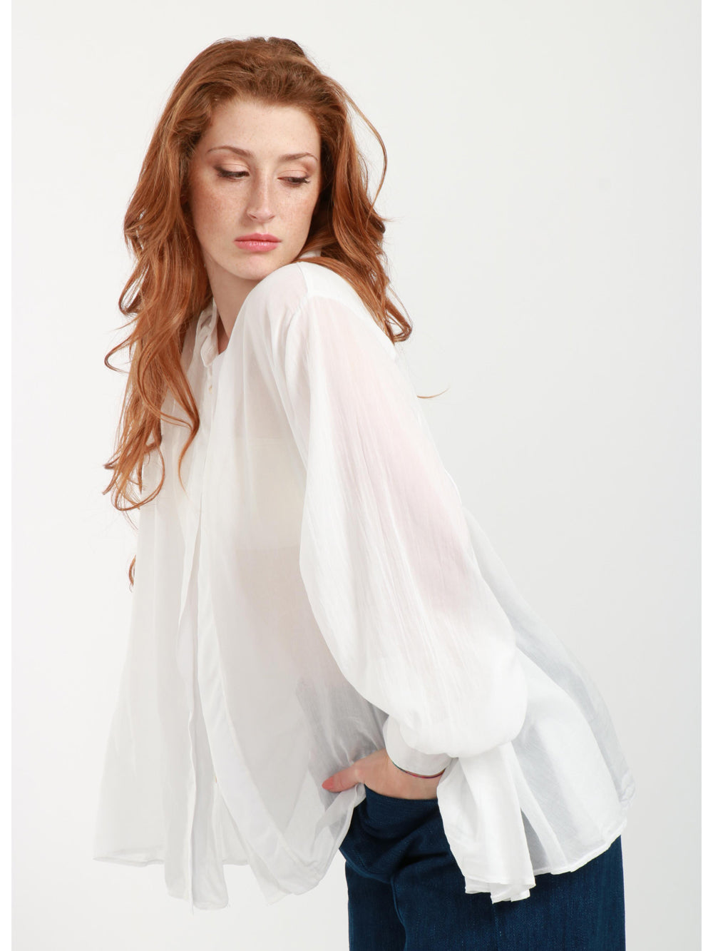 FORTE FORTE Camicia in Voile di Seta e Cotone Bianca Bianco