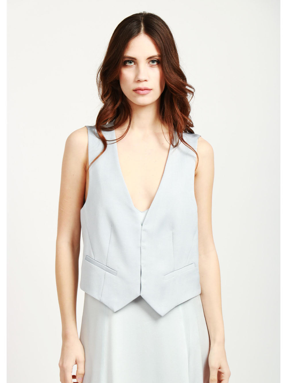 Gilet Monopetto in Misto Cotone Polvere