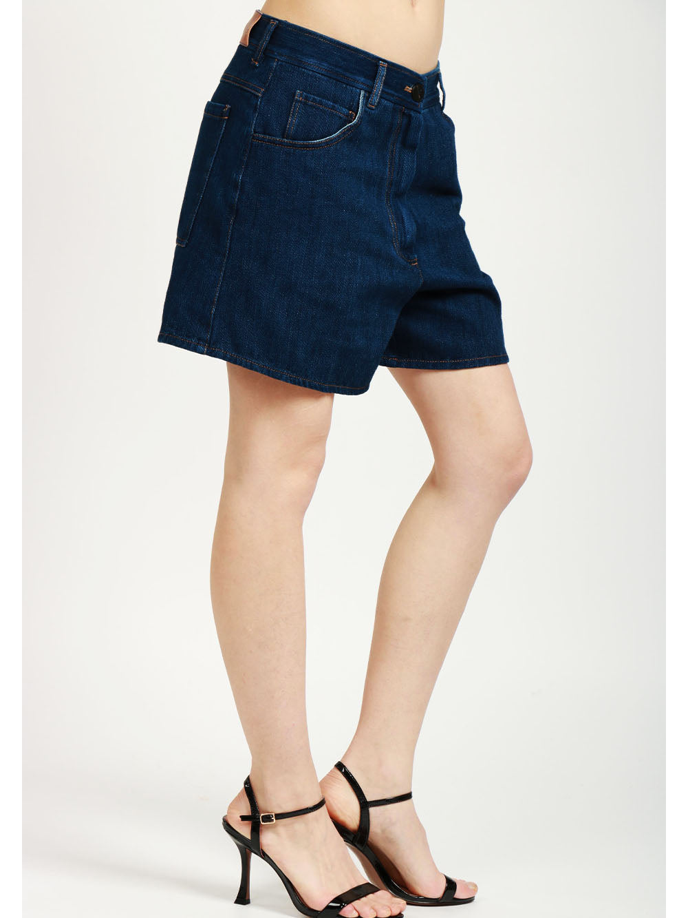 Shorts in Denim di Cotone Blu