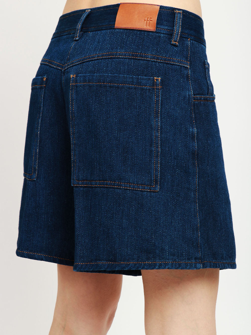 Shorts in Denim di Cotone Blu