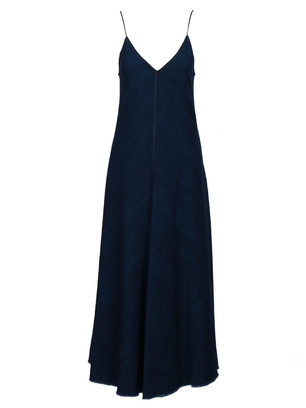 FORTE FORTE Vestito Sottoveste Lungo in Denim Cavalry Blu Denim