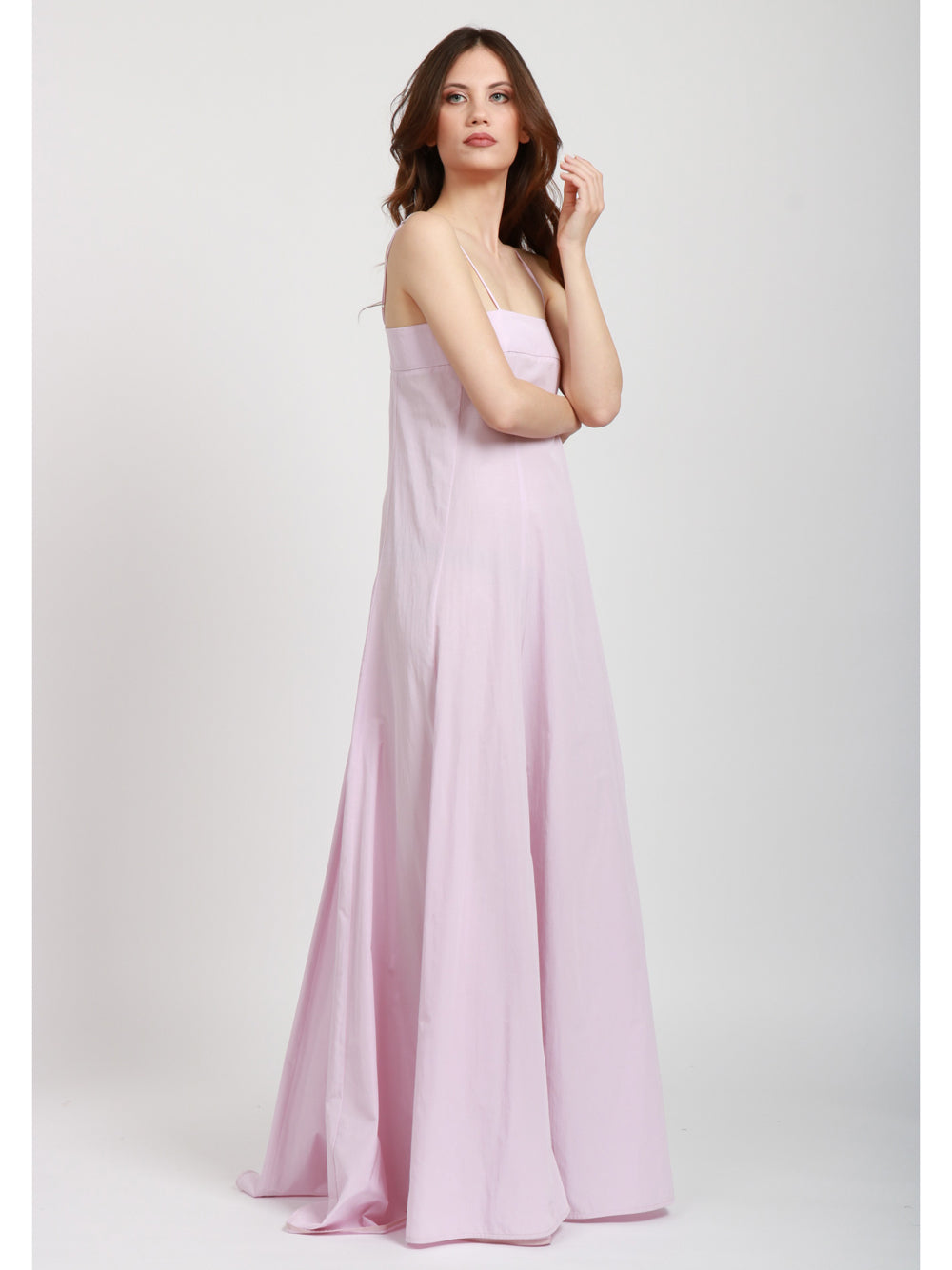 FORTE FORTE Vestito Lungo in Taffeta Rosso Rosa