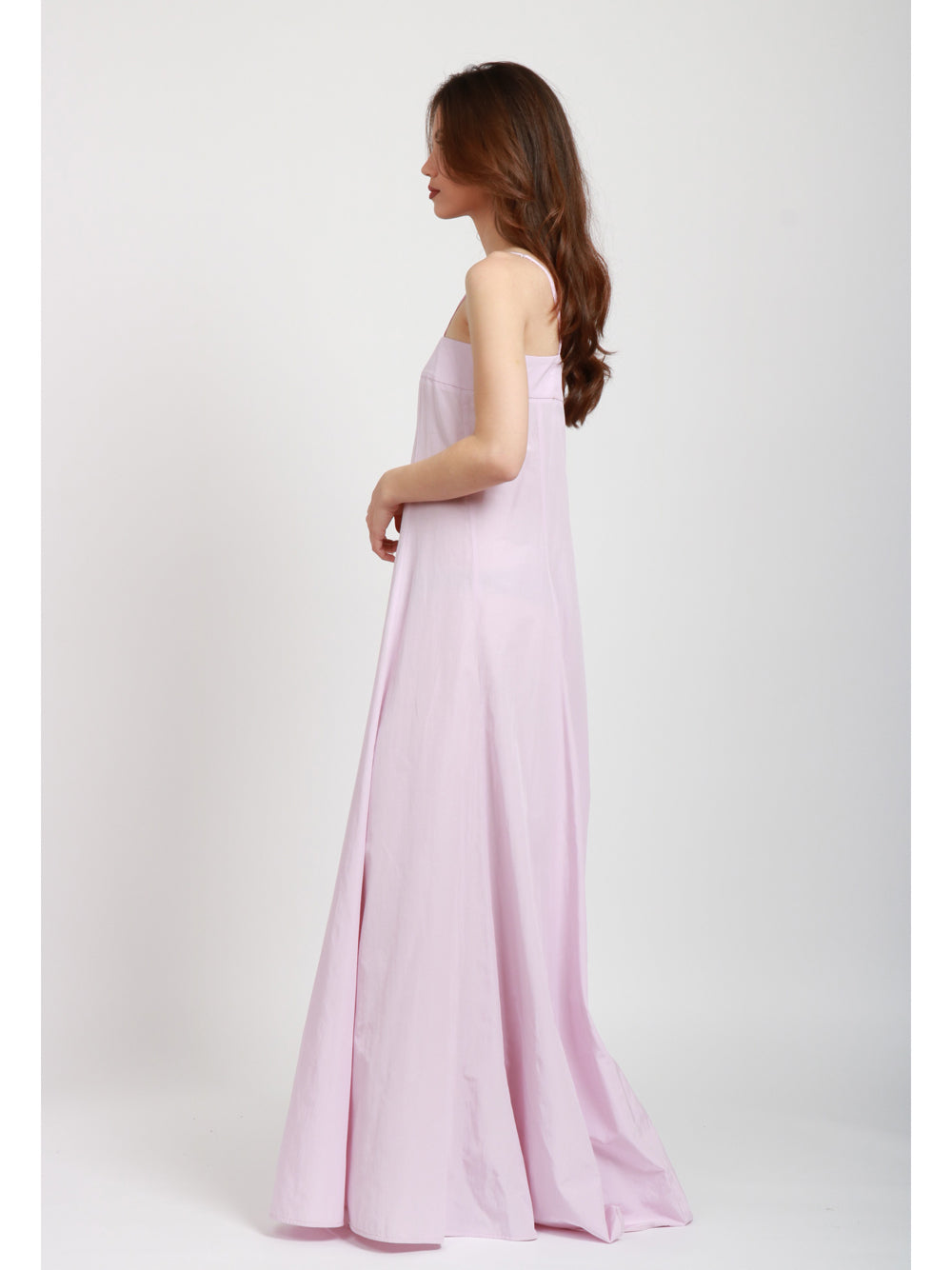 FORTE FORTE Vestito Lungo in Taffeta Rosso Rosa