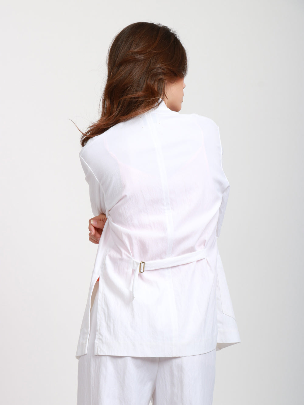 FORTE FORTE Giacca Monopetto in Twill di Viscosa e Cotone Decostruita Bianca Bianco