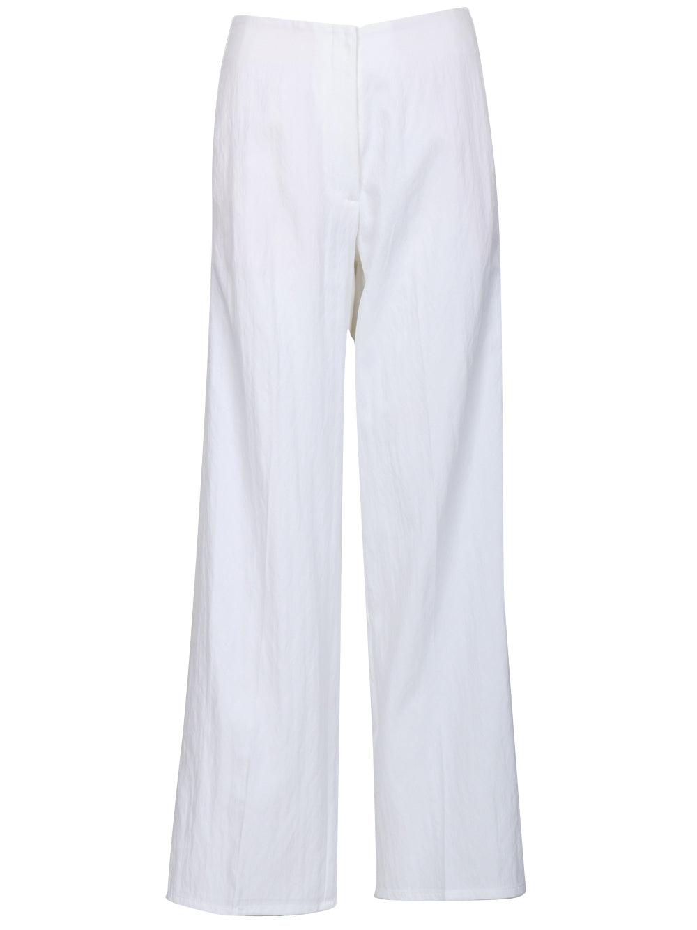 FORTE FORTE Pantalono in Twil di Cotone e Viscosa Bianchi Bianco
