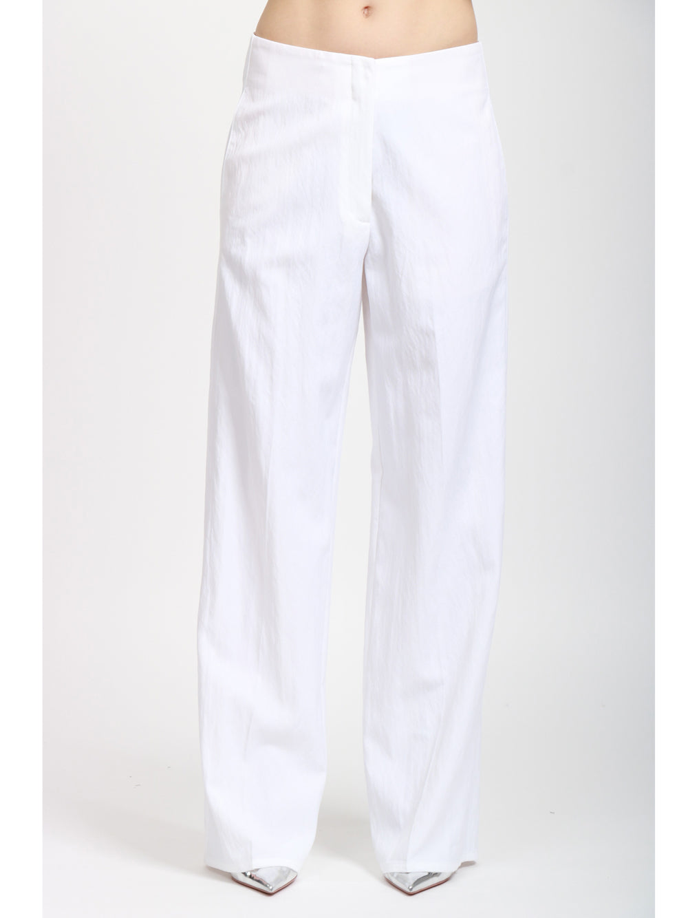 FORTE FORTE Pantalono in Twil di Cotone e Viscosa Bianchi Bianco