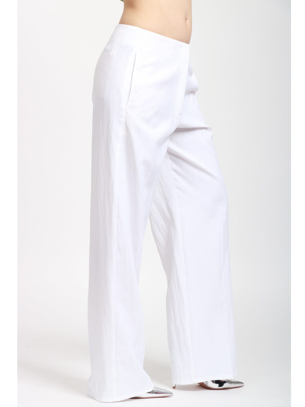 FORTE FORTE Pantalono in Twil di Cotone e Viscosa Bianchi Bianco