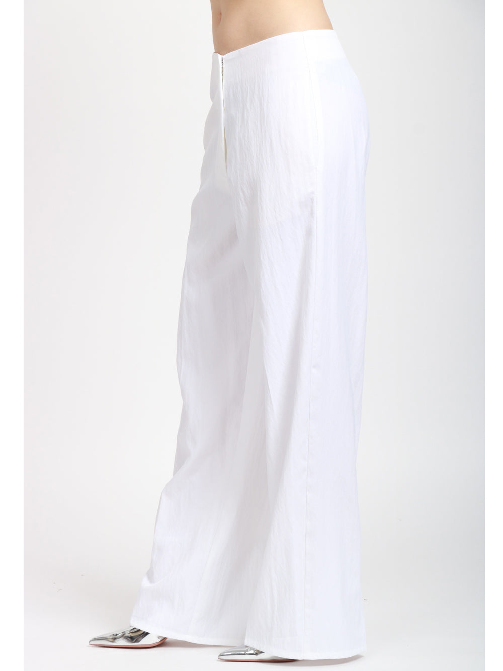 FORTE FORTE Pantalono in Twil di Cotone e Viscosa Bianchi Bianco