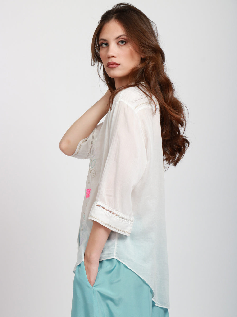SEMICOUTURE Sandali Onami in Pelle Bianchi con Fasce con Cerchi Bianco