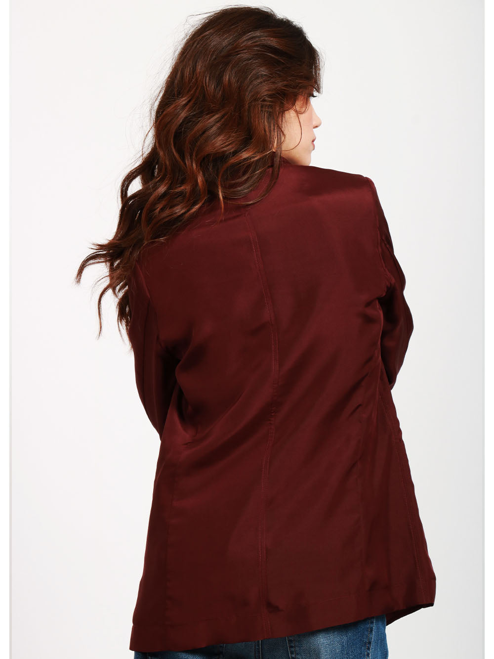 FORTE FORTE Giacca Monopetto in Seta Cioccolato Vinaccio