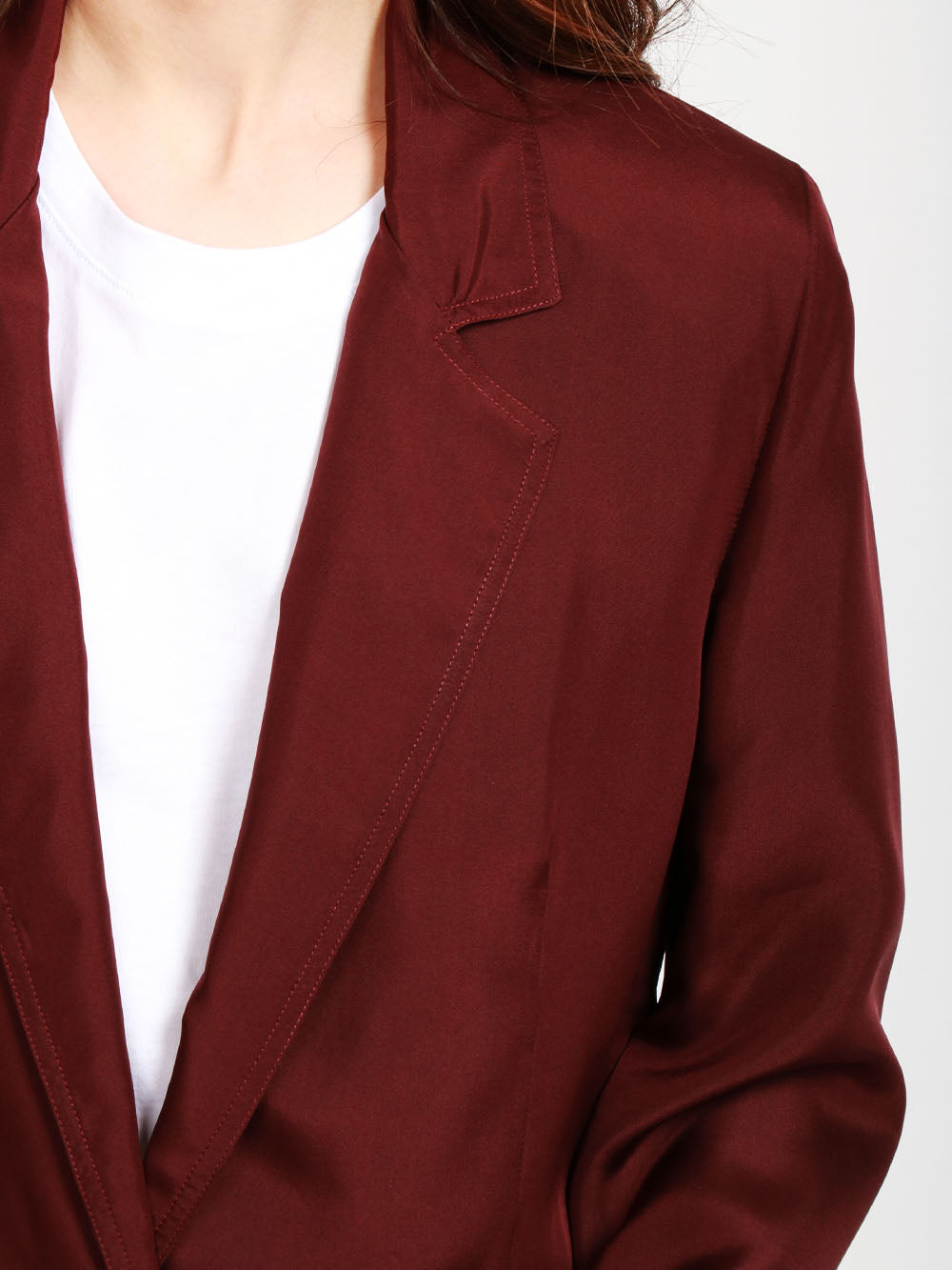 FORTE FORTE Giacca Monopetto in Seta Cioccolato Vinaccio